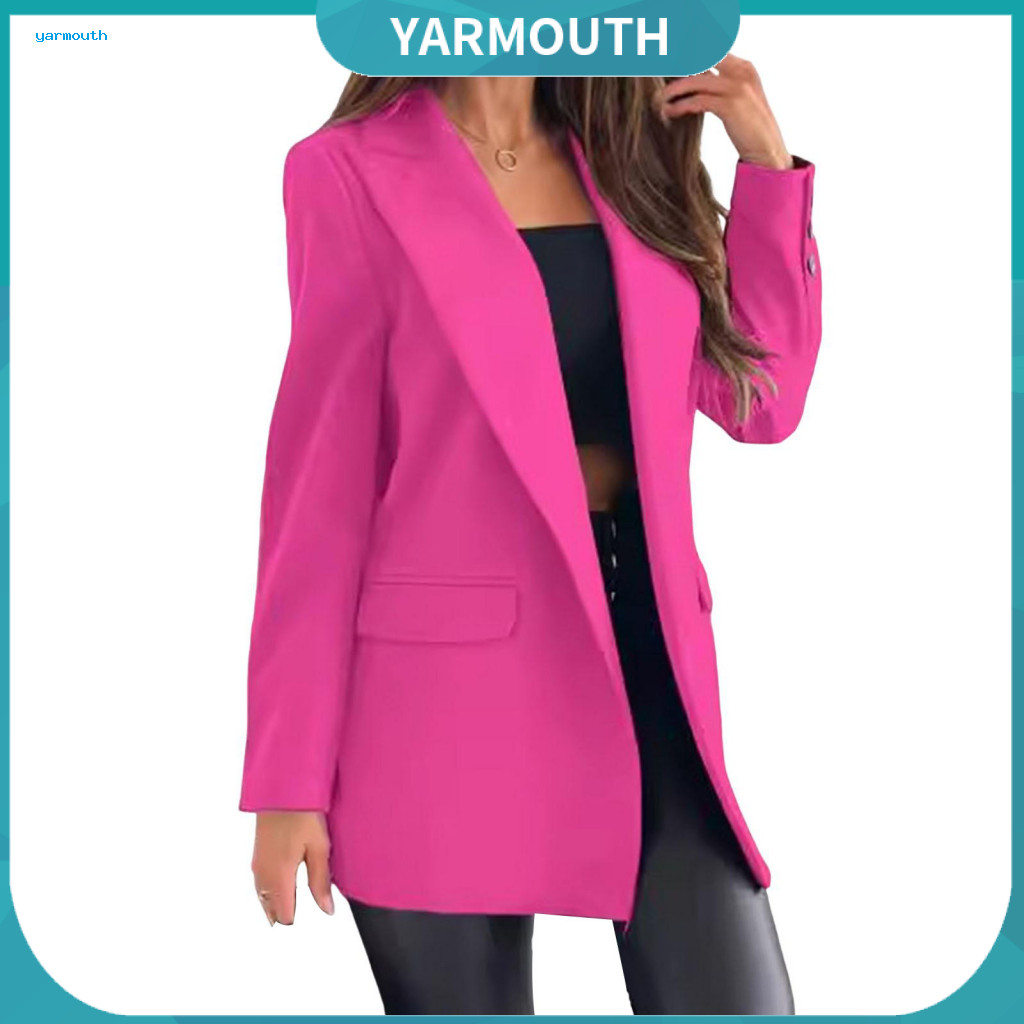 Women Business Suit Coat Long Sleeve Ol Office Women’s Slim Fit Formal Jacket Blazer with Lapel Collar Button Decor Fl