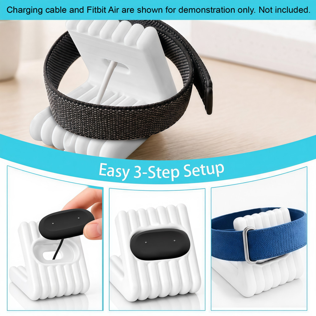Desktop Charger Accessory Precise Opening Holder 3d Printed Vertical Charging Dock Stand for Fitbit Air with Cable Manag