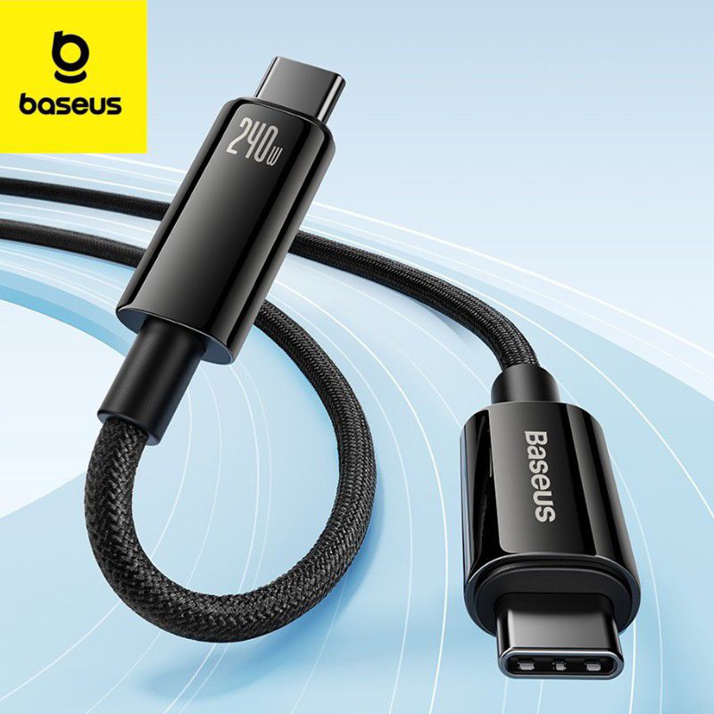 Cabo Turbo Tipo C para Tipo C 240W, 5A Carregamento Rápido PD 3.1 Apple 15,16 MacBook - Baseus Tungsten Gold Fast