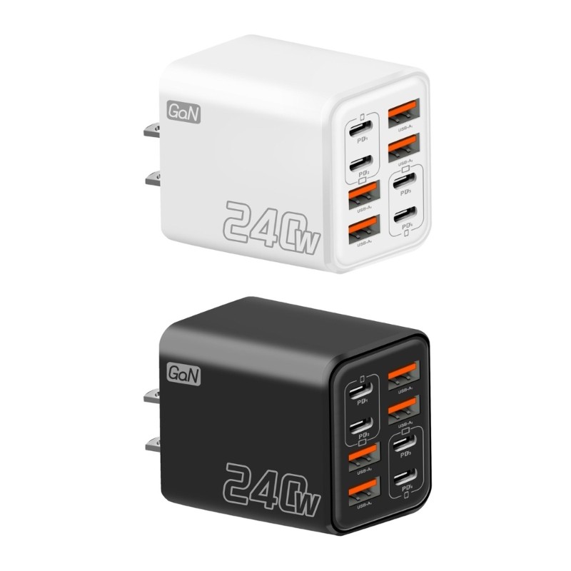 Os Hubs De Carregadores Multiportas Yoo Fast 240W Suporta Dispositivos PD E USB A Para Viagens Em Casa