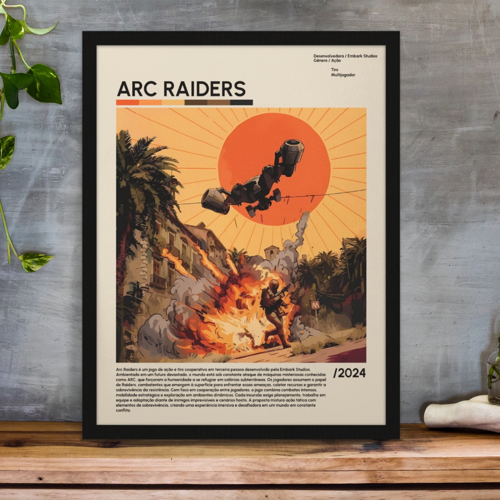 Quadro Decorativo Arc Raiders Fogueteiro Arte Gamer Minimalista