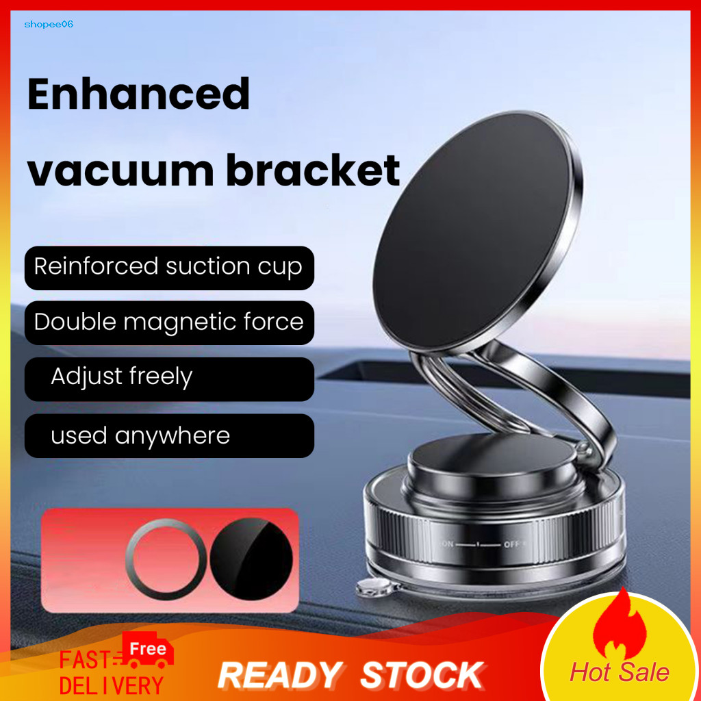 Compact Magnetic Phone Stand Holder for Car with Strong Vacuum Suction – 360° Rotating for for Navigation for Smartph