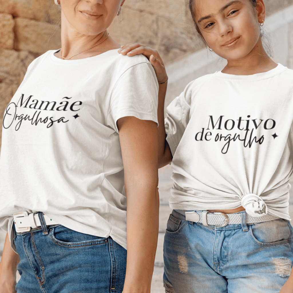 Camiseta Mãe E Filha Em Algodão Estampada Frases Mamãe Orgulhosa Presente Dia Das Mães Camisa Feminina Individual