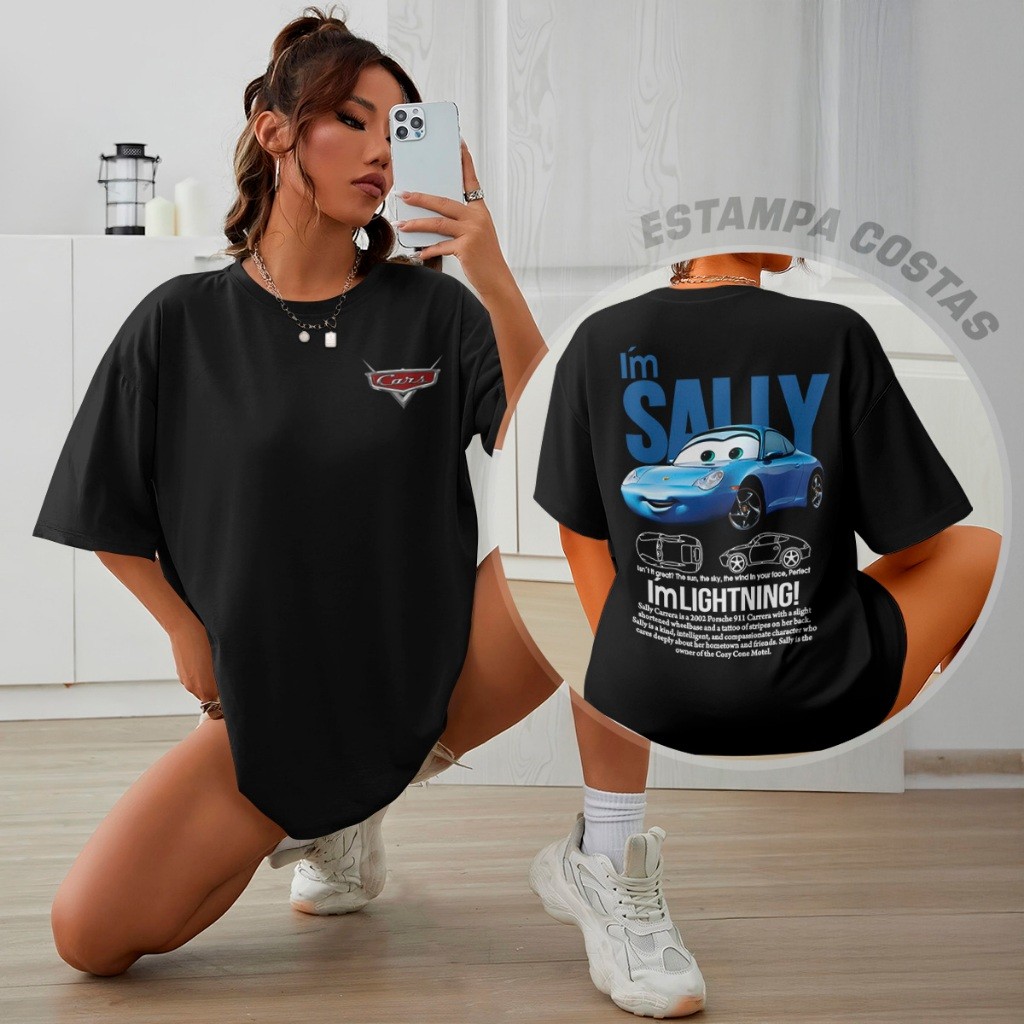 Camiseta Relâmpago Mcqueen / Sally INDIVIDUAL Feminina Masculina IDEAL P/ CASAL  Camisa 100% Algodao JsCod