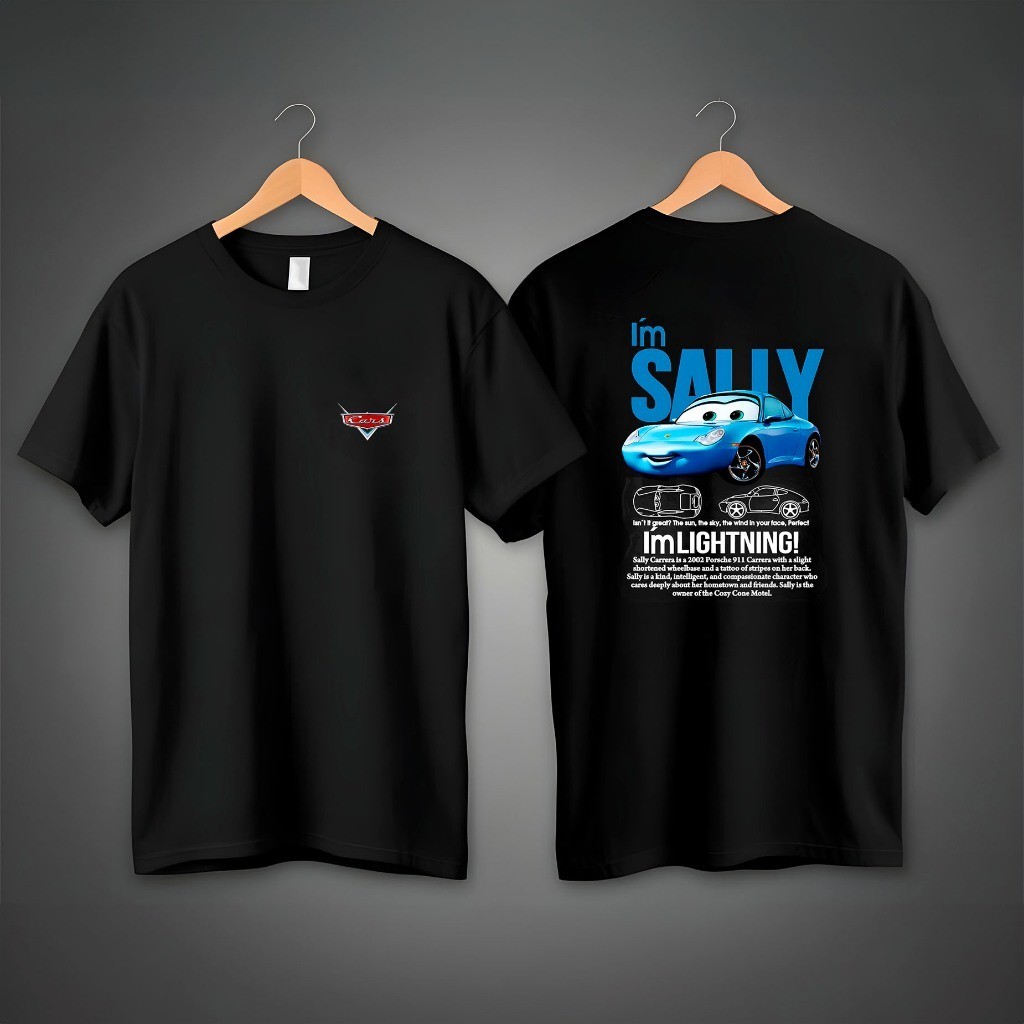 Camiseta Relâmpago Mcqueen OU Sally INDIVIDUAL Feminina Maculina Camisa 100% Algodao Estampa Grande Camisa Street Wear J