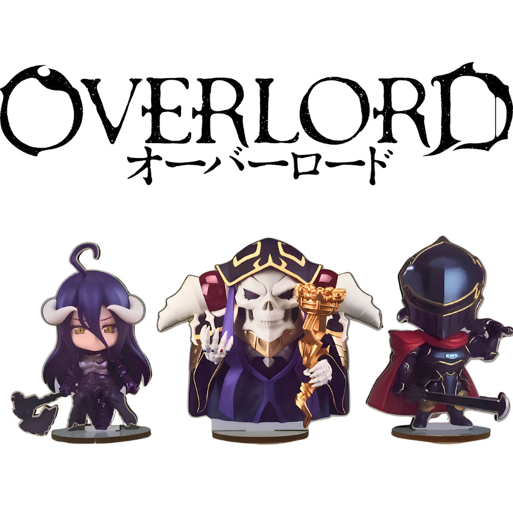 Totem Overlord Ainz Ooal Gown Albedo Momon Logo Topo de Bolo Decoração Festa Aniversário Brinde Presente Setup Gamer