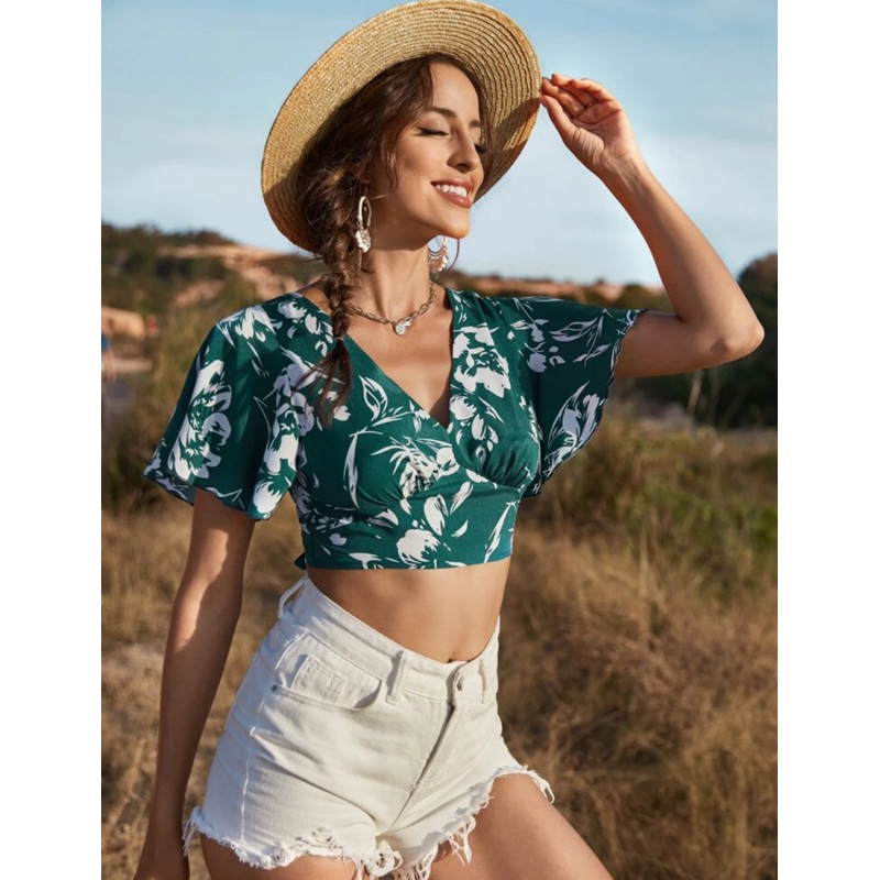 Blusa Costas nuas Tie Back Floral
