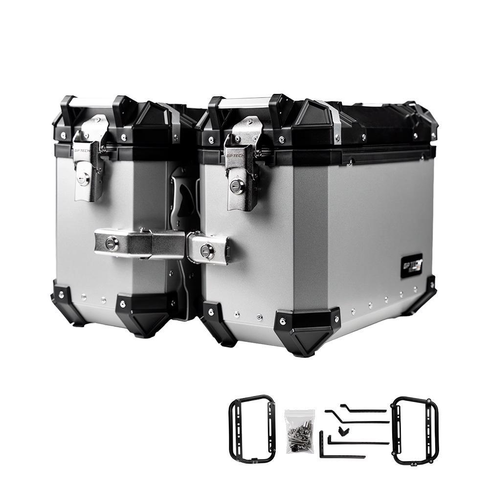 BAU LATERAL GP TECH 30L ALUMINIO POLIDO UNIVERSAL PAR + SUPORTE MULTI FUNCIONAL