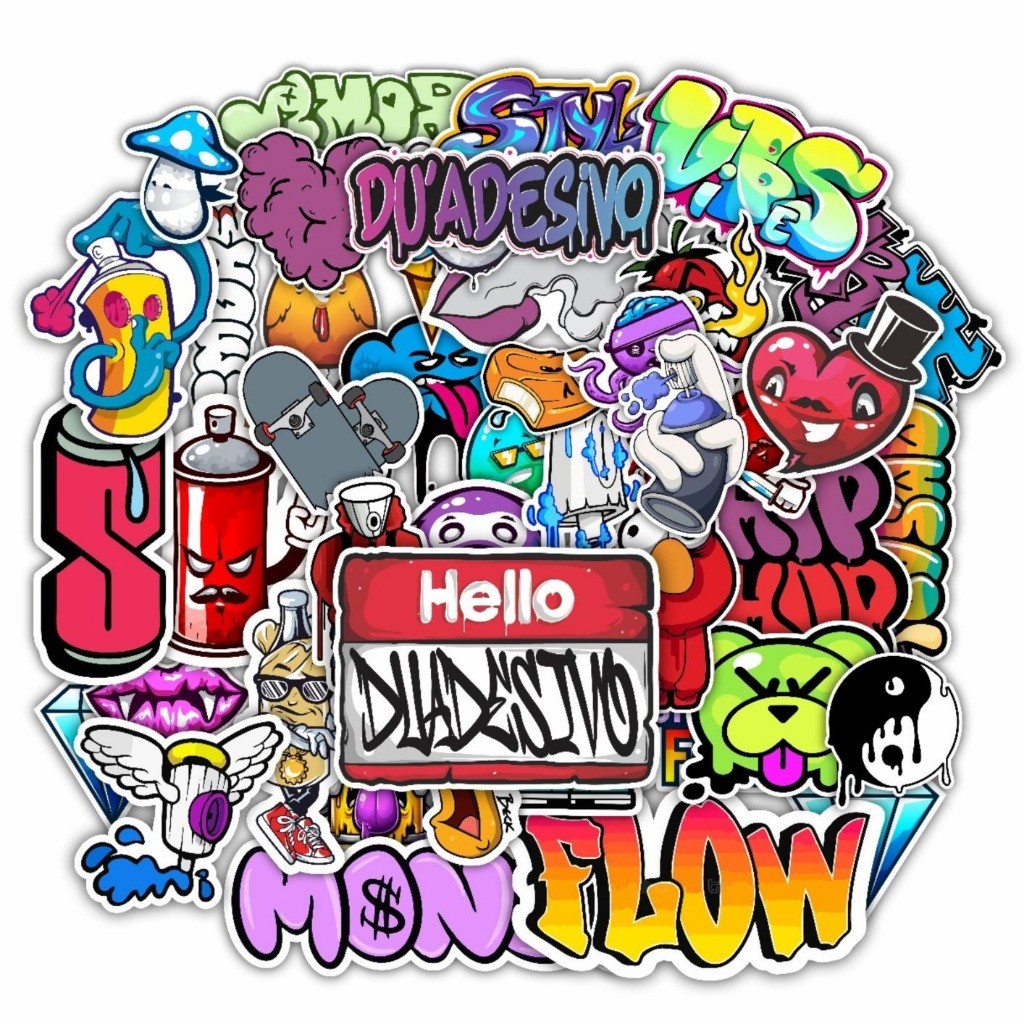 Adesivos Graffiti Skate Sticker Hip-Hop Para Moto Bike Estilo Rua Grafite Bomb Pixo