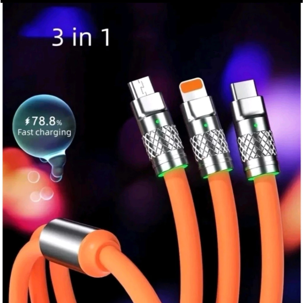 Adaptador 240W Carregador Rápido 3 Em 1 Cabo Laranja Super Carregamento De Dados Micro USB Tipo-C iOS Multi-Port Starful