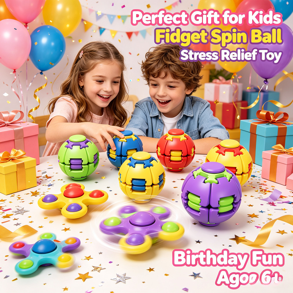 Fidget Spin Ball Stress Relief Toy , Press Rotate Deformação Spinning Sensory Para Crianças Adolescentes Adultos , Mesa