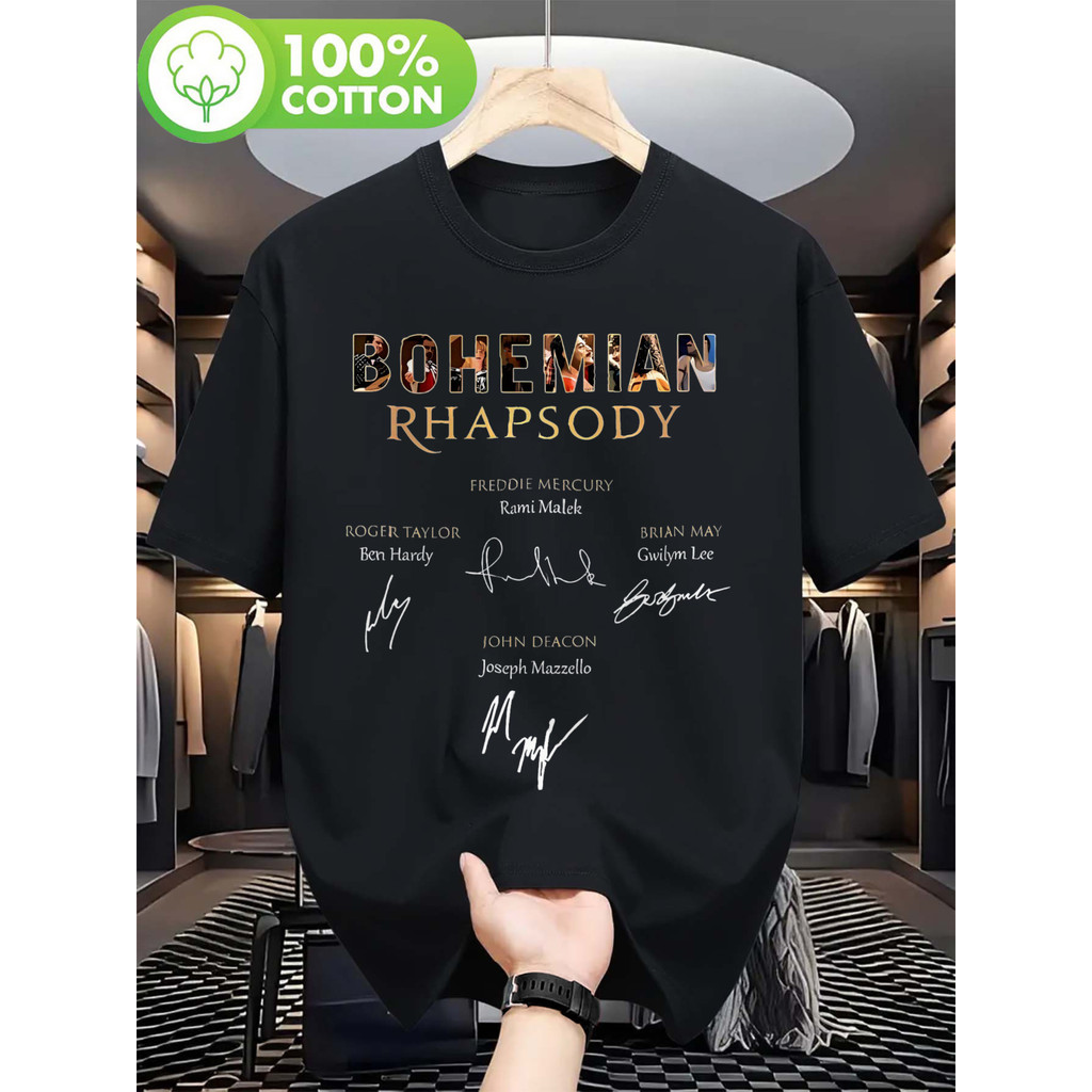 Music.Soul Camiseta Unissex Bohemian Rhapsody Festival Typography Vibrant Artwork Confortável Estilosa Divertida