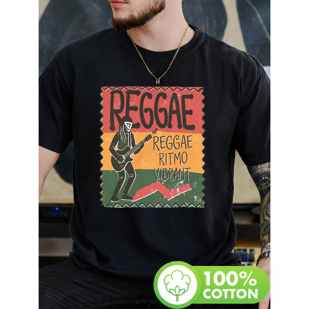 Camiseta Masculina Reggae Ritmo Vibrant Estampa Moderna Atemporal Estilosa