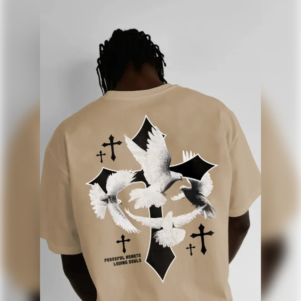 White Dove, Camiseta Casual de Rua com Estampa Masculina Ten Racks Manga Curta, Confortável Gola Redonda para Primavera