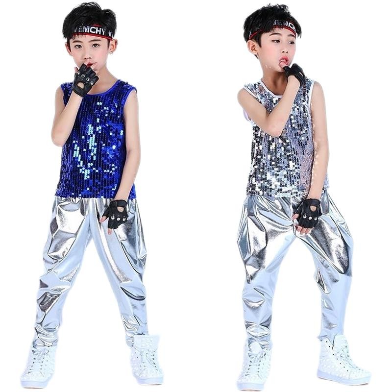 Crianças crianças Hip-Hop lantejoulas Jazz dança trajes crianças moderno Rack de dança tambor desempenho trajes masculin