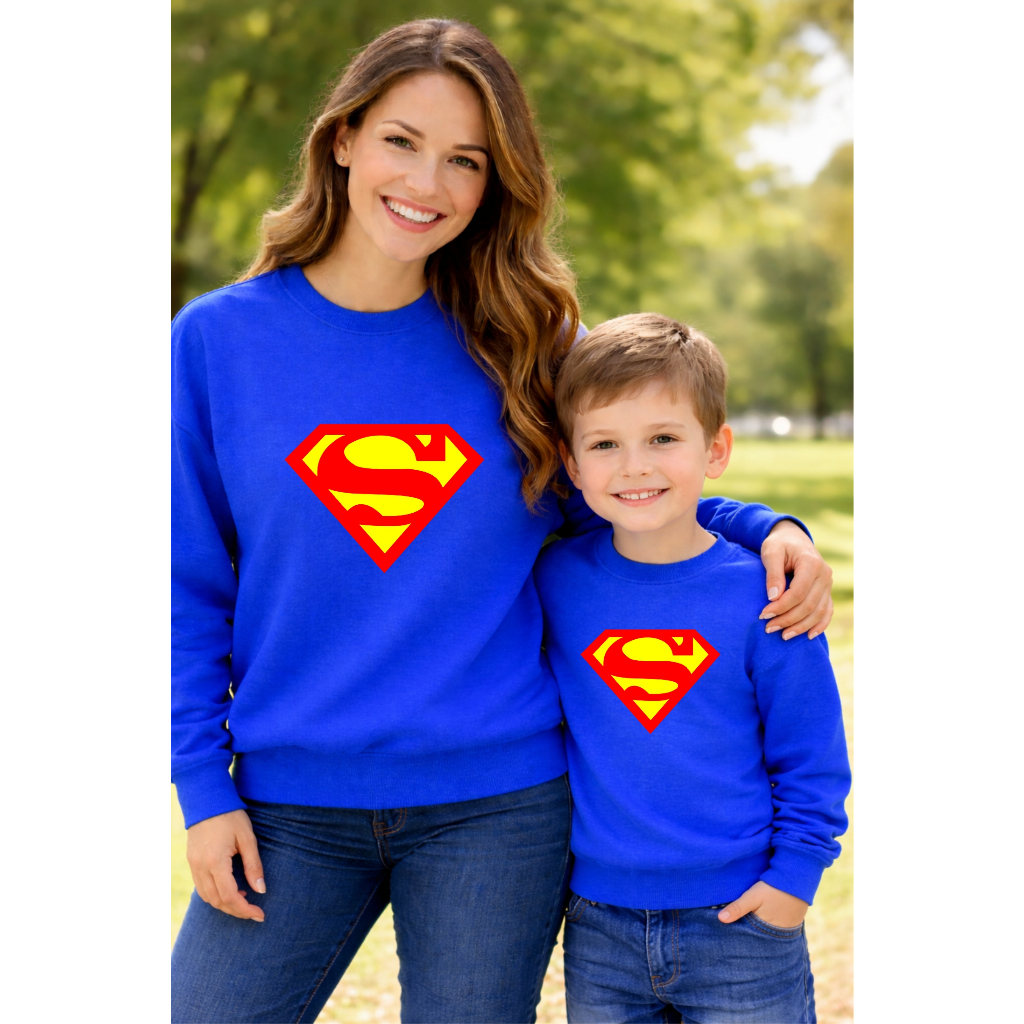 Blusa moletom mae e filho super man