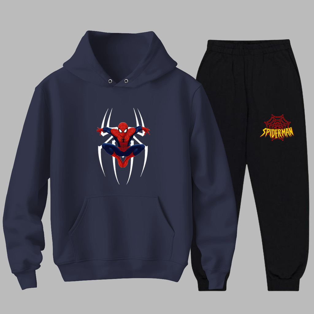 Conjunto Blusa Moletom Com Calça Spider Man Juvenil 6 Ao 16