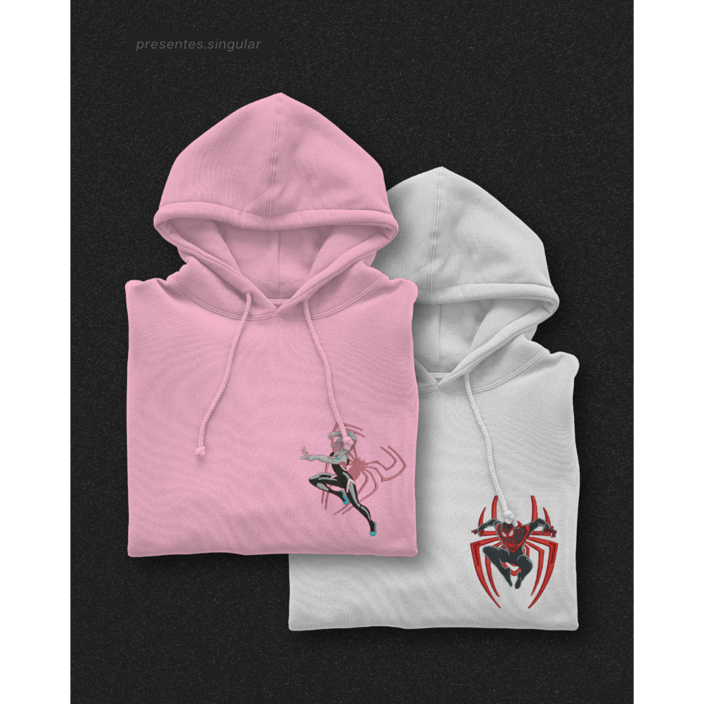 Kit (com 2) Moletom  Bordado Personalizado Modelo Homem Aranha & Gwen (Spider Man) - Presente personalizado namorados