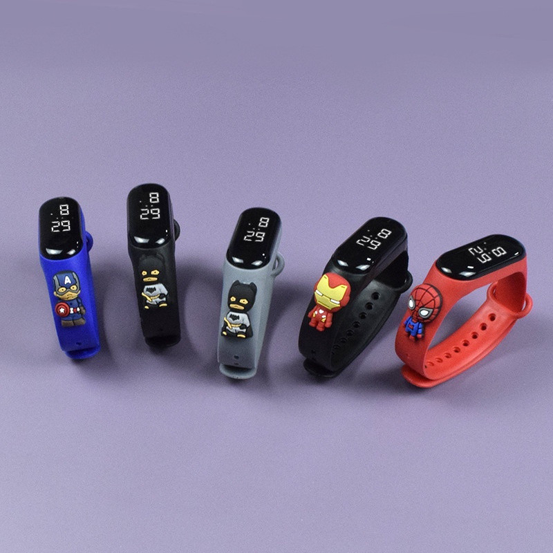 Promotional Spider-Man Superman Bracelet Watch LED Doll Children's Electronic Watch Student Trendy Fashion Waterproof Wa