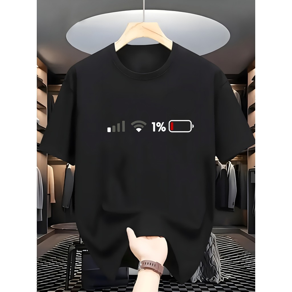 Camiseta Unissex 1 Battery Walking Theme Graphic Casual Crew Neck Confortável Divertida Estilosa Verão