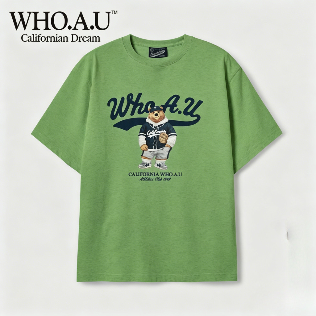 WHOAU Sporty Bear Graphic Crew Neck Camiseta Homens Mulheres 100 % Algodão Premium All Match Daily Top 5.27