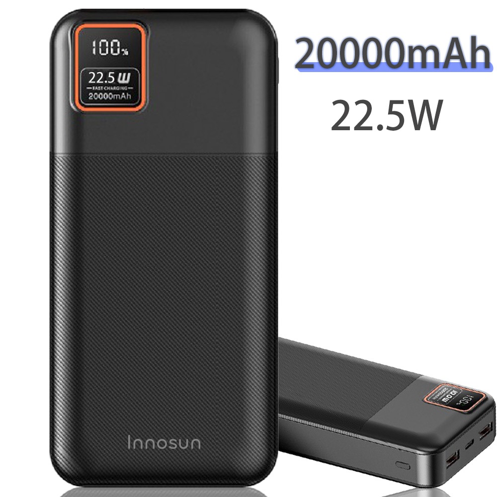 Power Bank 20000mAh 22,5W Carga Rápida USB-C Display Digital Carregador Portátil Bateria Externa iPhone Android Samsung