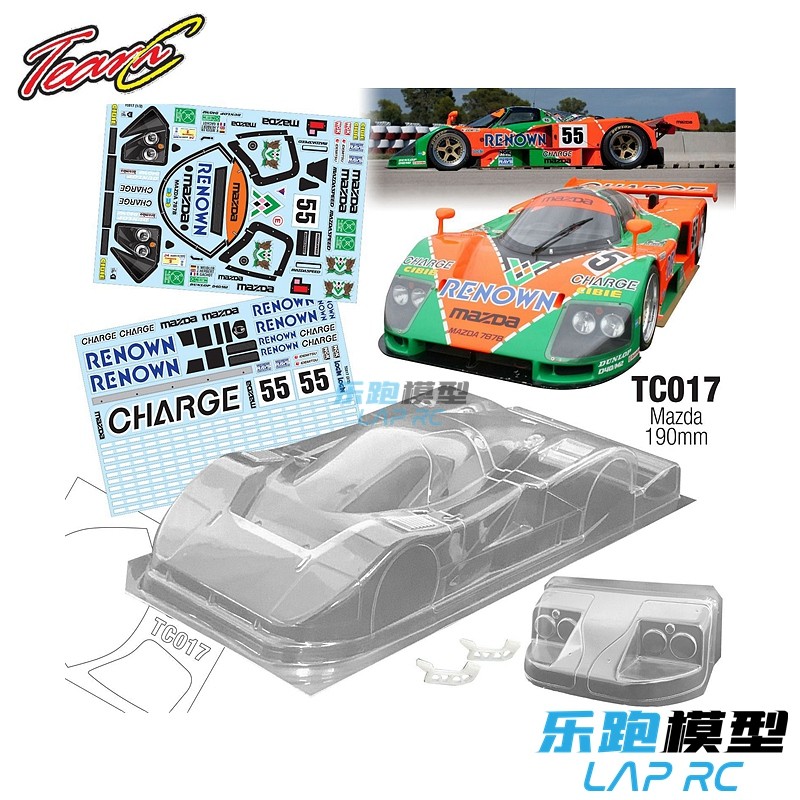 EQUIPE C Mazda 787B 1/10 Flat Running Transparente PC Car Shell 190mm TC017
