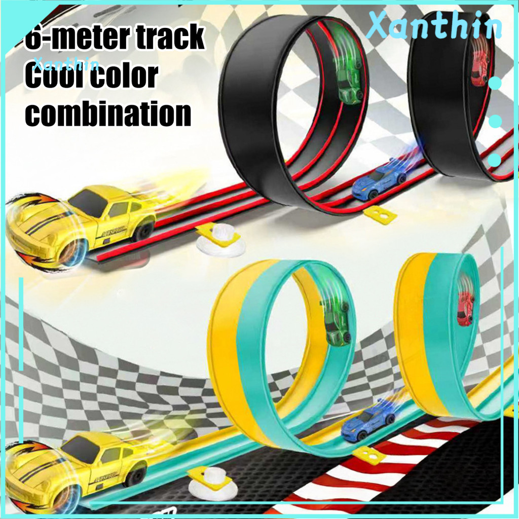 Flexible Track Toy for Kids Rail Car with Suction Cups Race Set – Bendable Loopable Adhesive for Kids’ Play for Fun