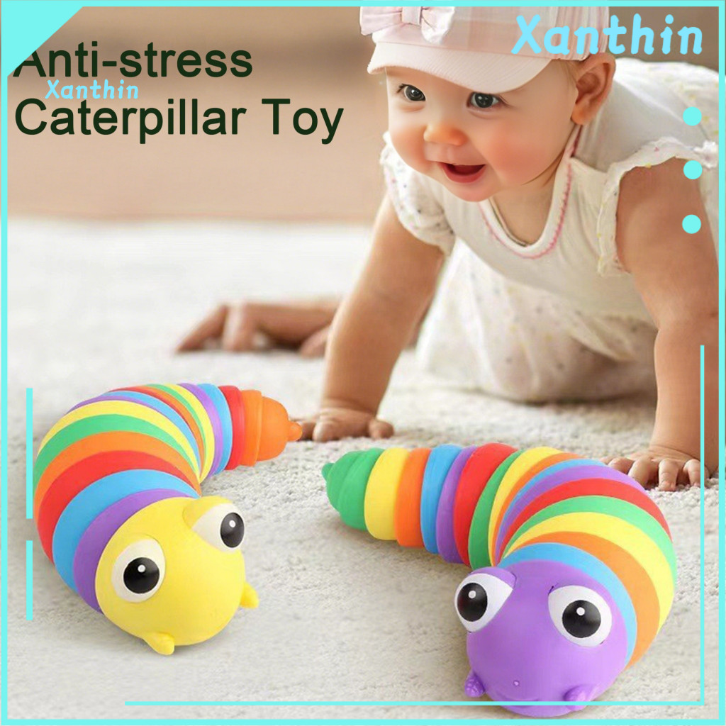 Bendable Caterpillar Toy Stress Relief Slug Fidget – Colorful Portable Travel Fun Articulated for Kids