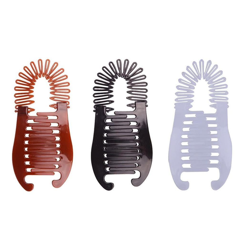 3Pcs Banana Hair Clips for Women - Interlocking Soft Bendable Clips for Thick, Plastic Clincher Ponytail Styling Combs H