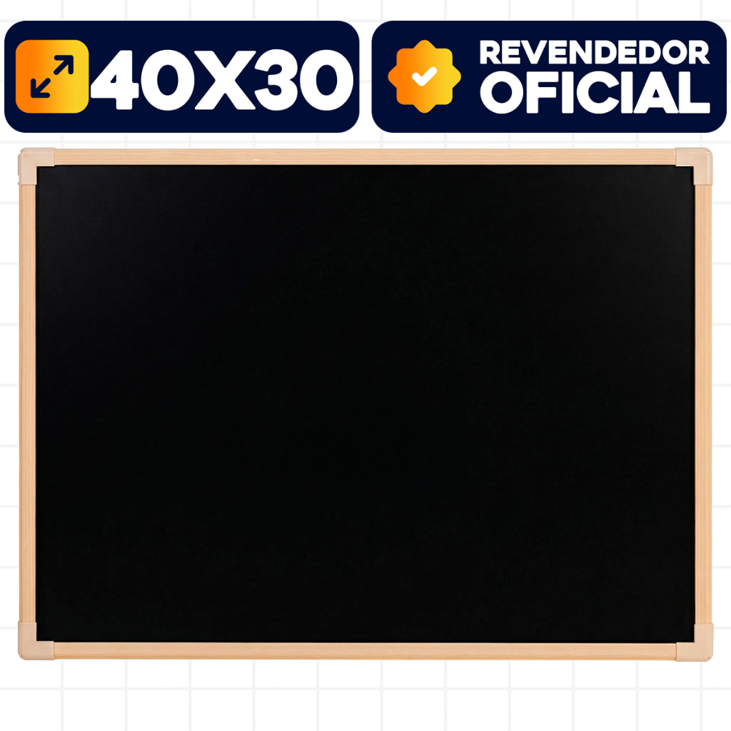 Quadro Negro 40x30cm Lousa Preta Moldura Madeira Pinus Neo Recados
