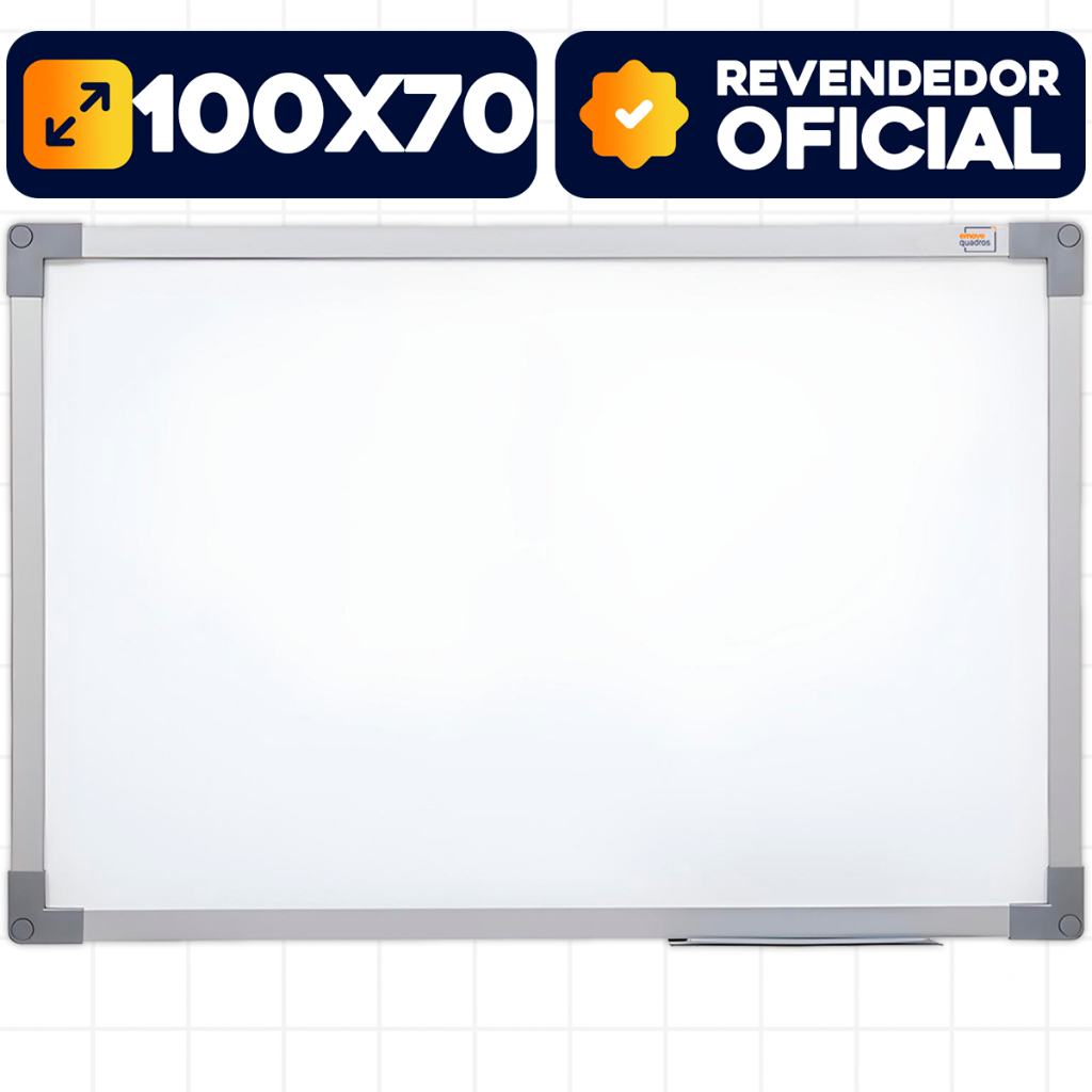 Quadro Branco 100x70cm Lousa Moldura Alumínio Soft Escolar Escritório