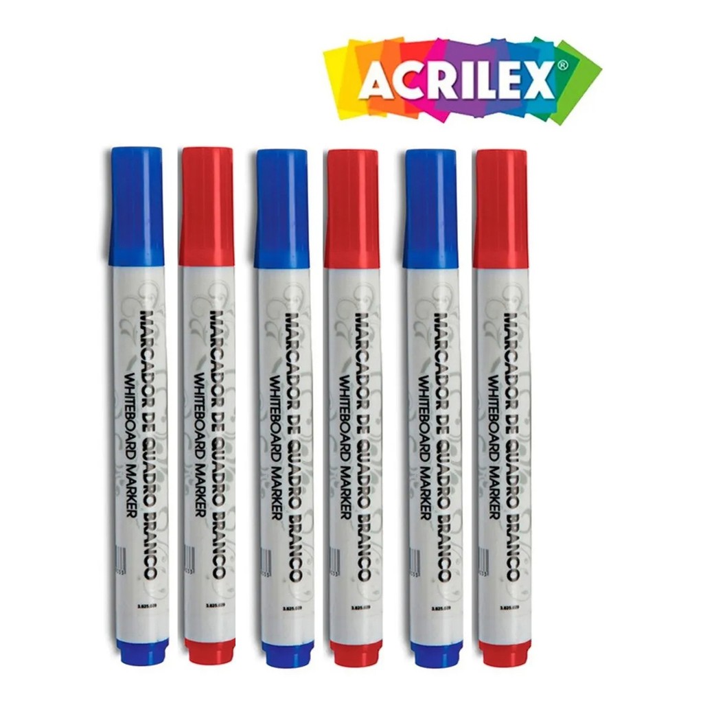 Caneta Para Quadro Branco Fácil Remoção Com 6 Uni Acrilex