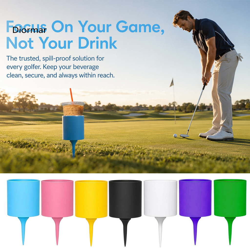 Sturdy Golf Drink Holder Portable Cup Stand Stake – 3d Printed for Coffee Cups Tumblers Water Bottles Durable for Easy