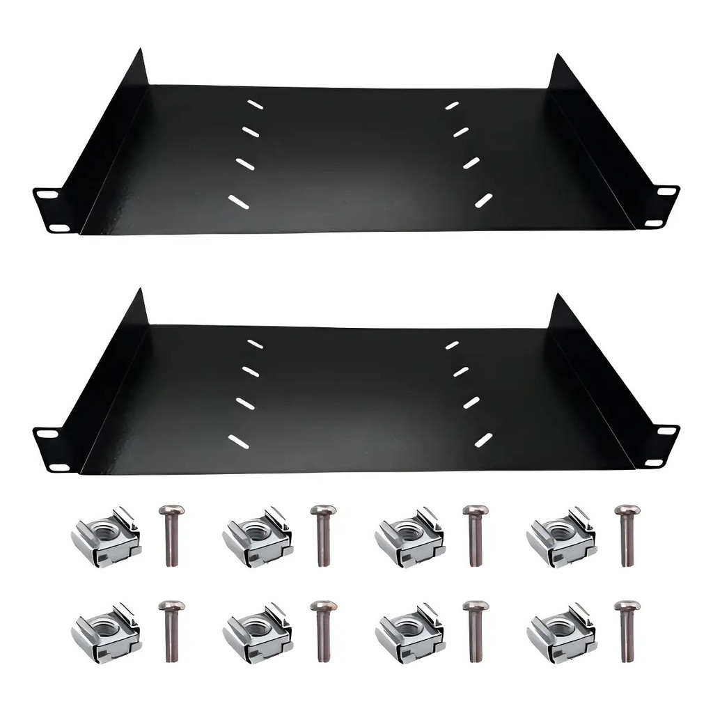 2 Bandeja Fixa 19 X 250mm Para Rack 2 Pontos Max Eletron Cor Preto