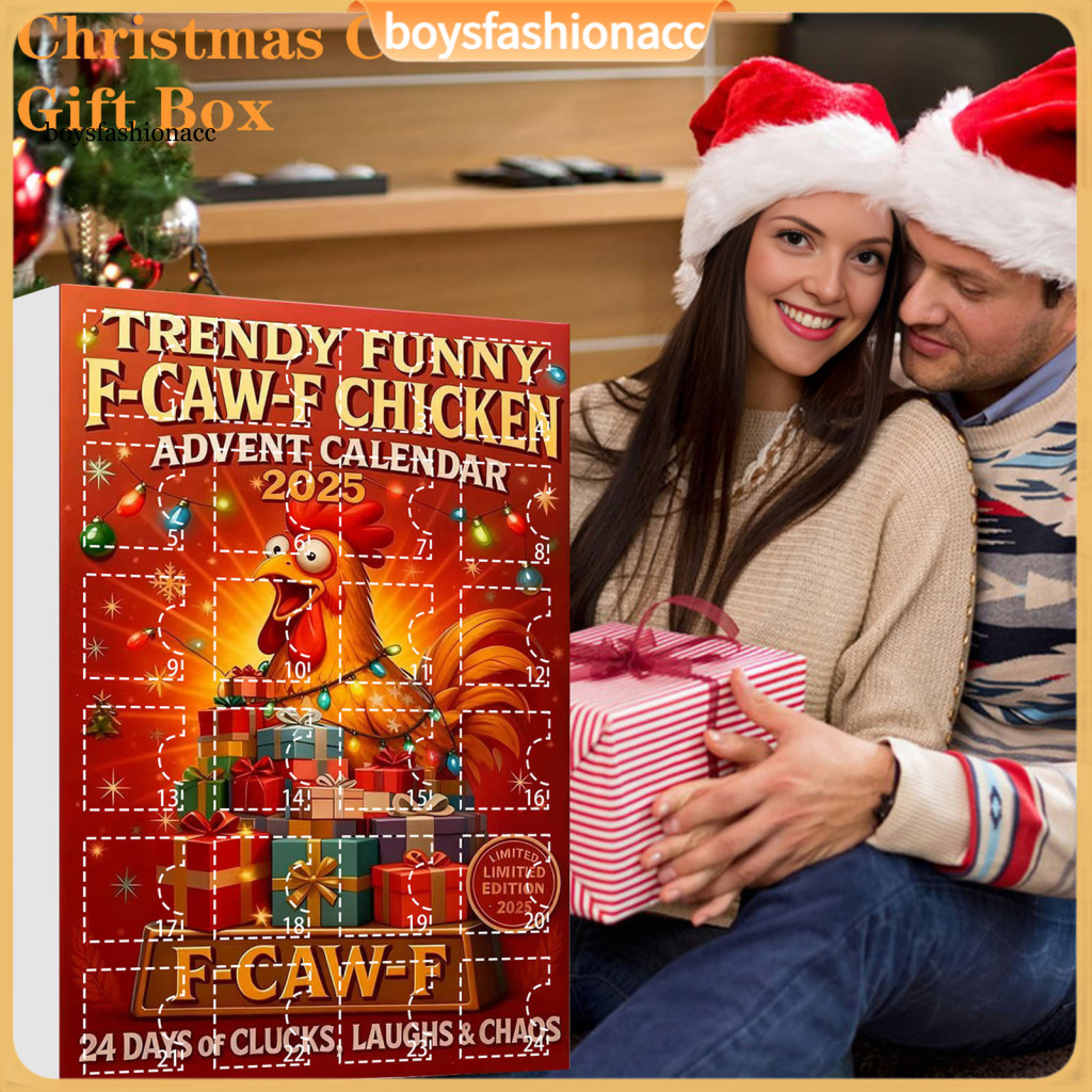 Caw-f 2025 Christmas Countdown Box 24-day Chicken Ornaments Advent Calendar Multifunctional Holiday Decor for Kids Festi