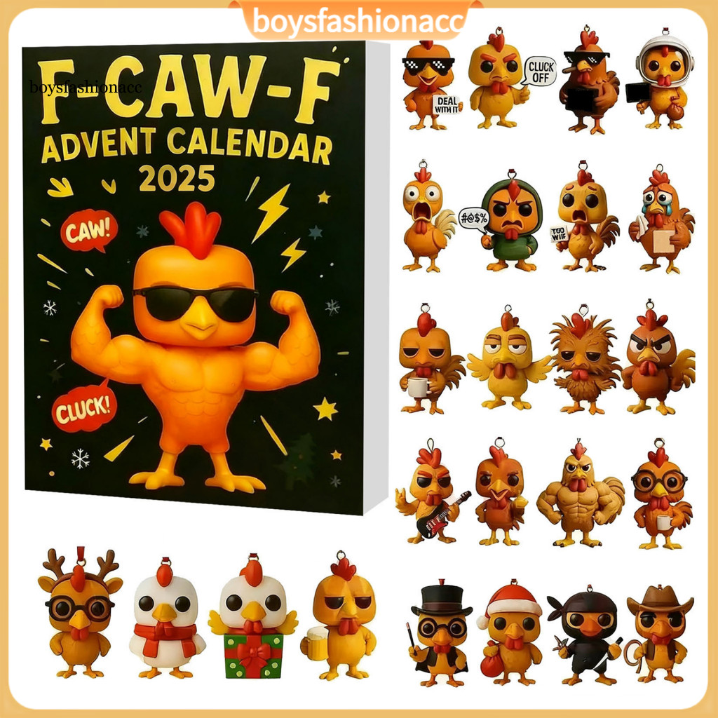 2025 Christmas Advent Calendar with 24 Mini Chicken Ornaments – Festive Countdown Box for Family Fun and Holiday Decor