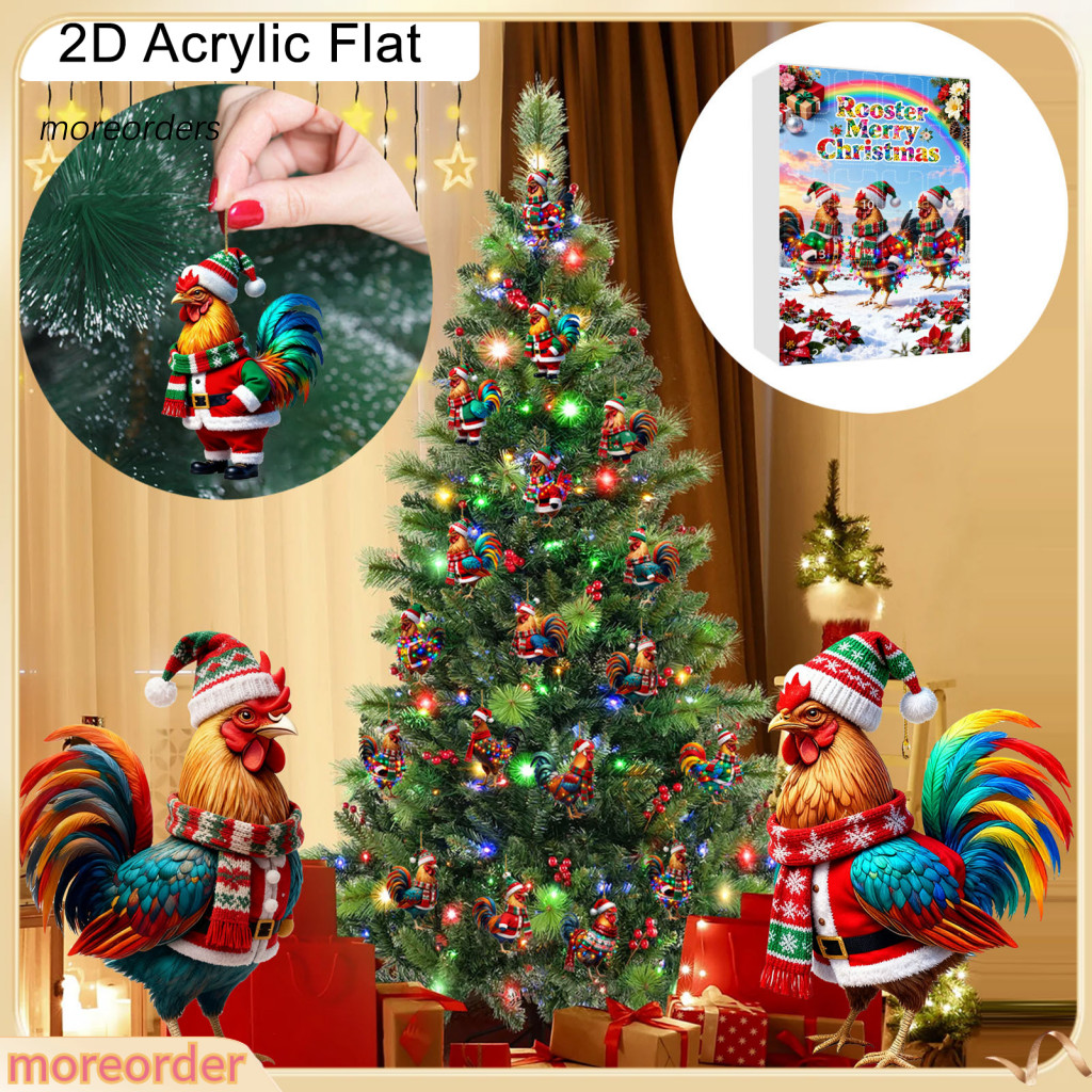 Christmas Chicken Advent Calendar 24-day Countdown Box with Easy-open Windows – Festive Holiday Decoration Gift for Ki