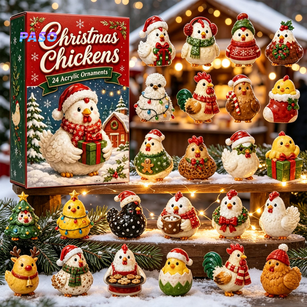 Advent Calendar for Kids with Toys 24 Days Chicken Farm Surprise Boxes – Cute Hen Rooster Design Christmas Countdown f