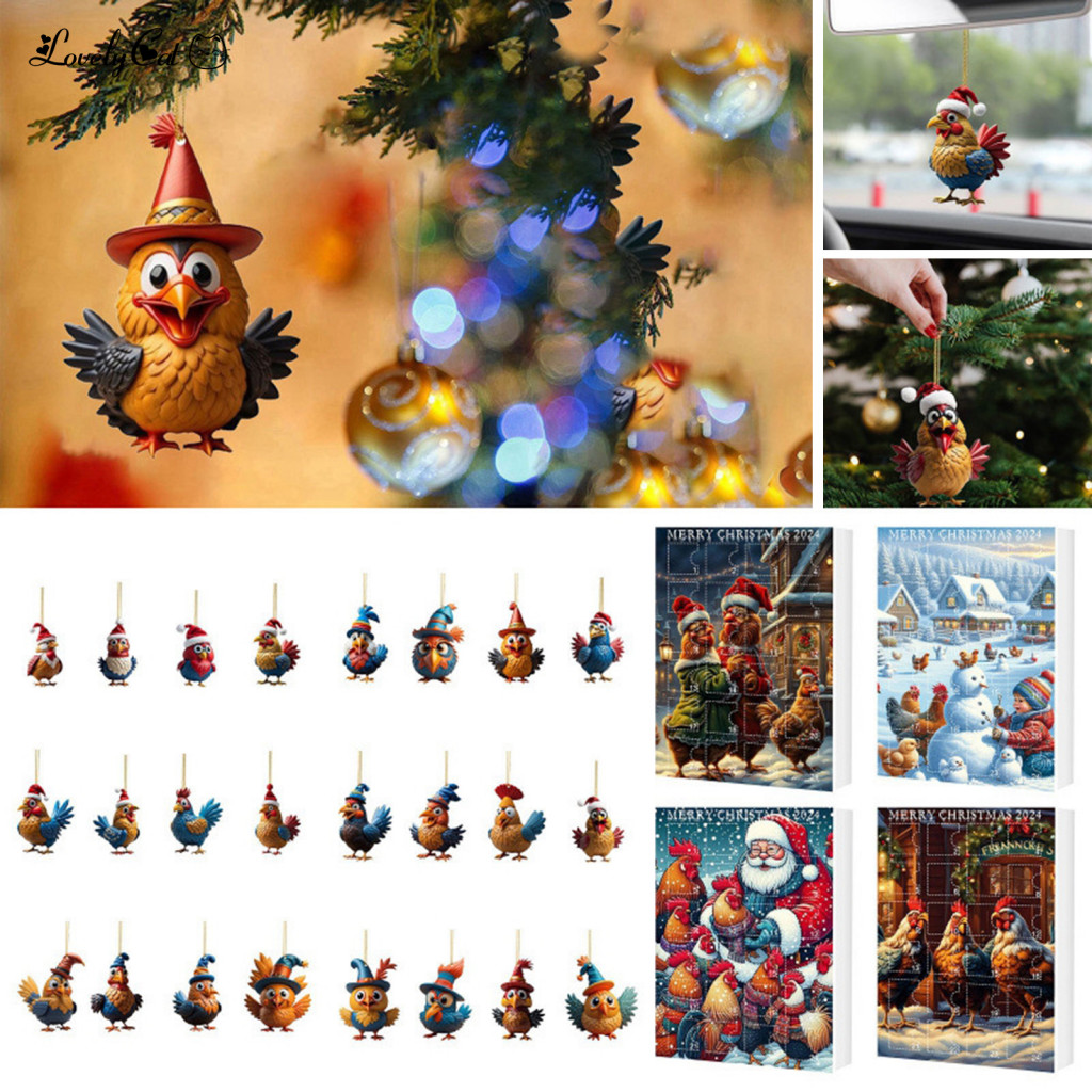 Advent Calendar for Christmas Anticipation with 24 Chicken Pendants 2025 – Days Countdown for Kids