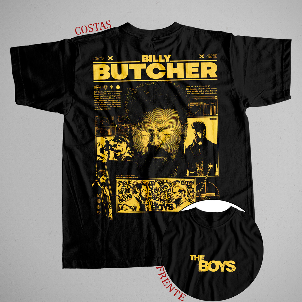 Camiseta The Boys Billy Butcher Homelander Série 100% Algodão Masculina Plus Size Estampada
