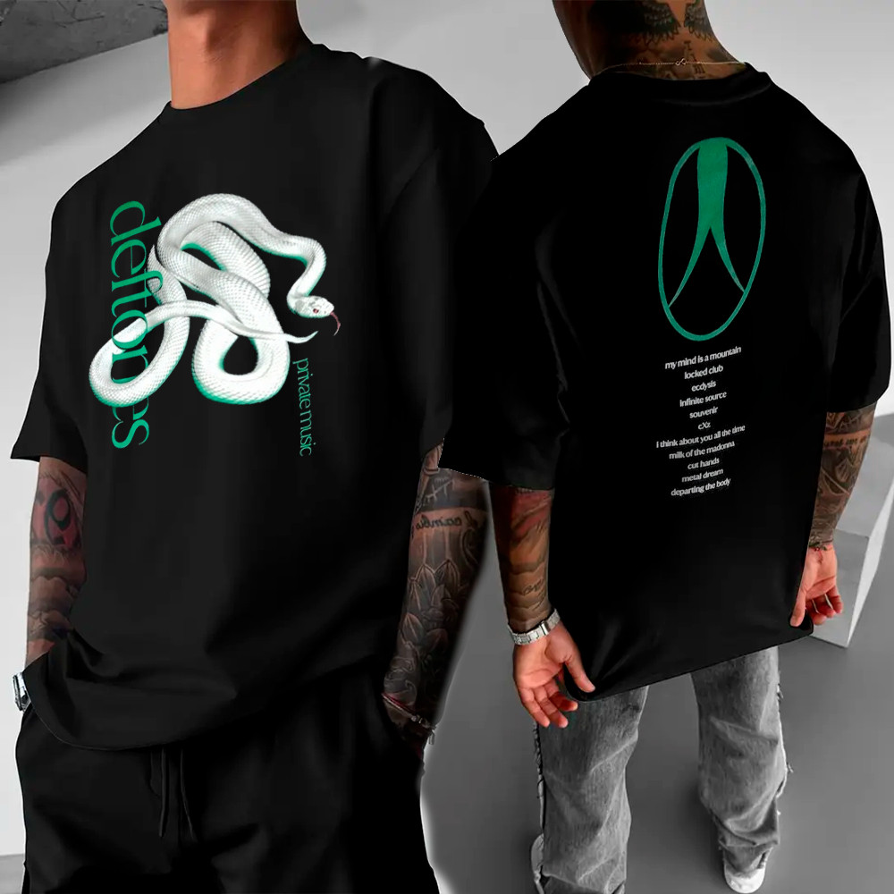 Camiseta Oversized Streetwear Estampa Banda Deftones Metal  Private Music Tour Cobra Casual 100% Algodão Envio Rápido