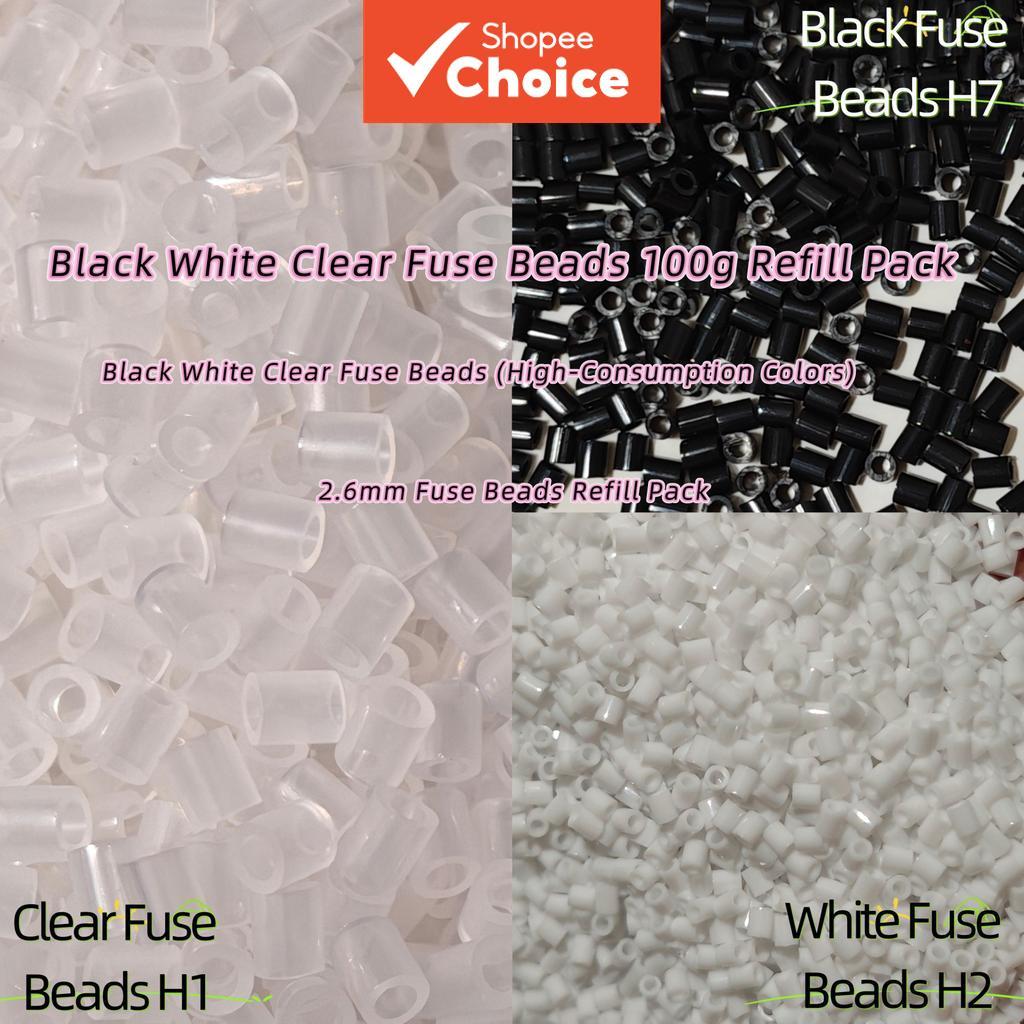 Contas De Fusíveis Transparentes Pretas E Brancas 2.6 Mm 100g 10000 Unidades Pacote De Recarga Pixel Art DIY Presente Pa