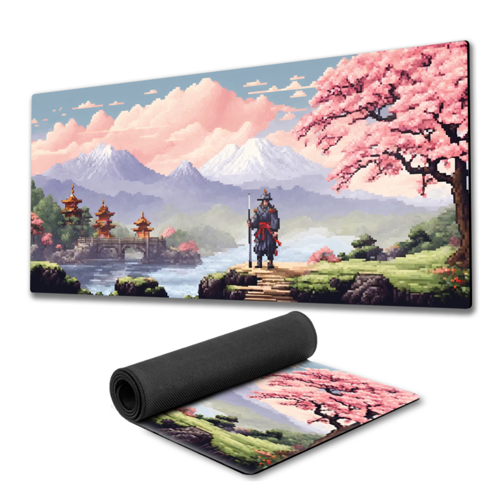 Mouse Pad Samurai Pixel art Premium fundo de borracha 90x40cm 80x30cm 900x400 800x300 japão japones speed gamer mousepad
