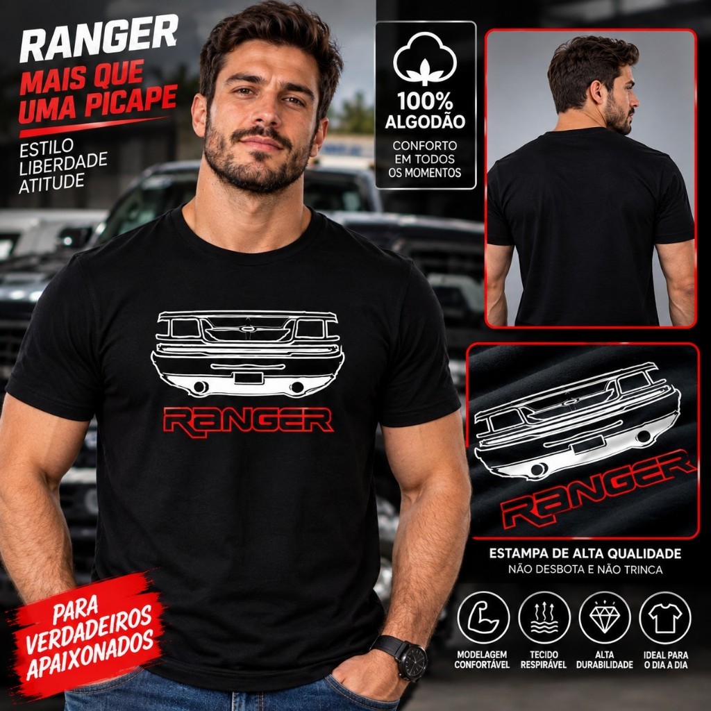 Camiseta Ford Ranger Stx Xl Xlt Antiga casual encontros presente