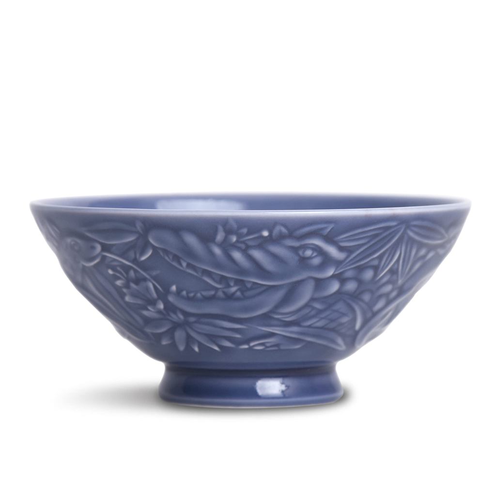 natural69 Hasami Yaki Junglyra Extra Large Rice Bowl - Purple / Microwave and Dishwasher Safe, Japanese Made, Earthy Col