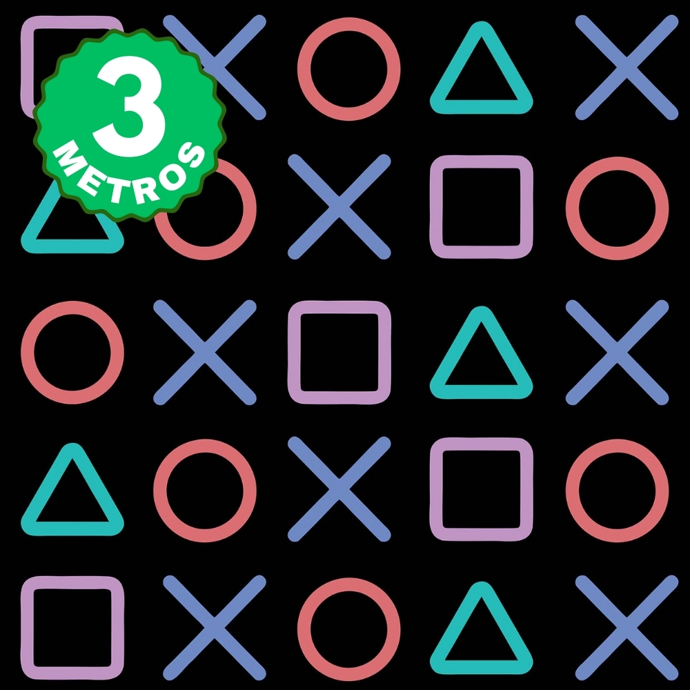 Papel de Parede Adesivo Play Black Botoes Gaming Quarto Gamer Adesivo Lavável 3 Metros