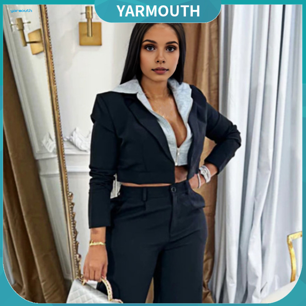 Women Coat with Hood Long-sleeve Hooded Women’s Long Sleeve Fake Two-piece Short Jacket Zipper American Style Outerwea