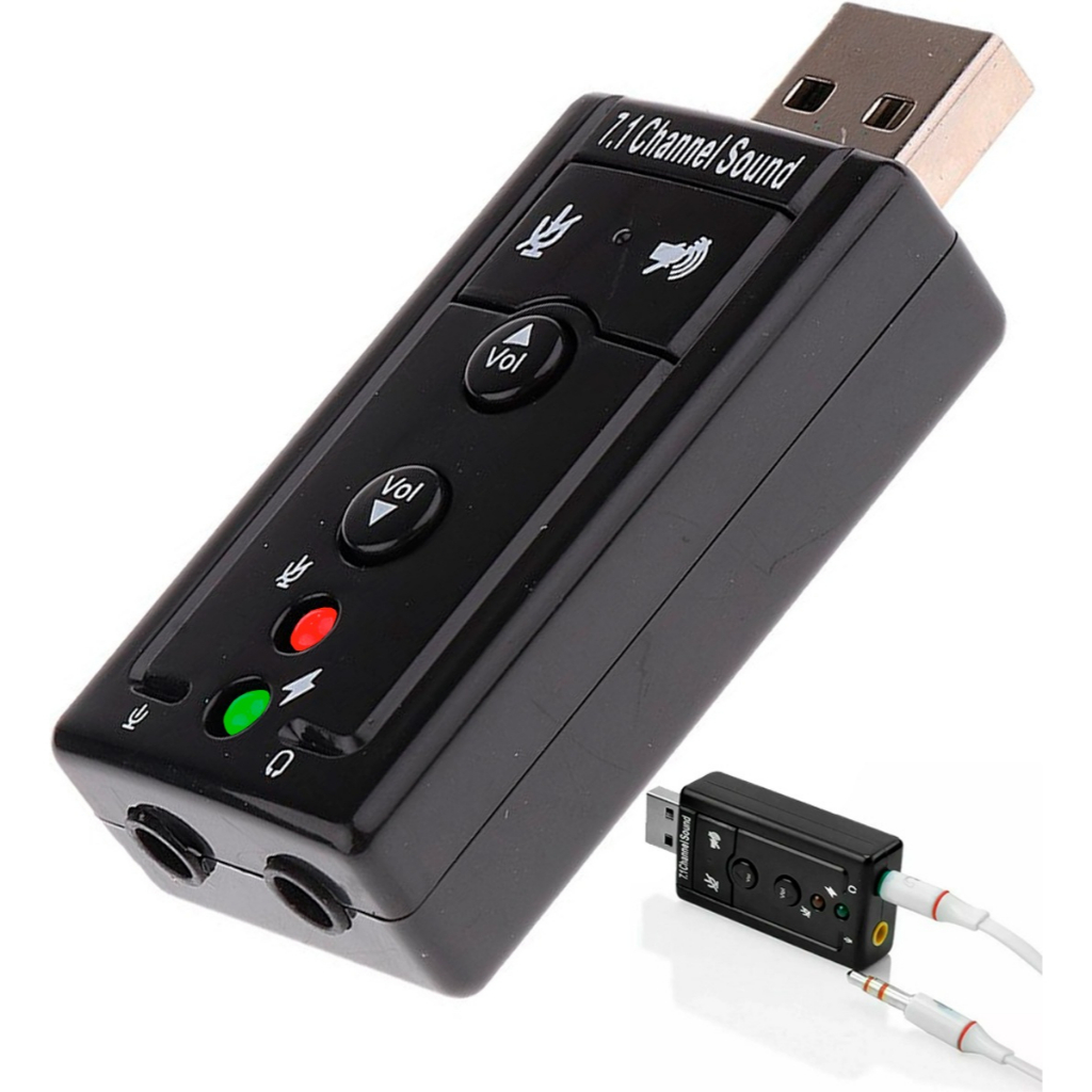 Placa De Som Externa USB 7.1 Adaptador De Áudio Fone E Microfone P2 Notebook PC Gamer