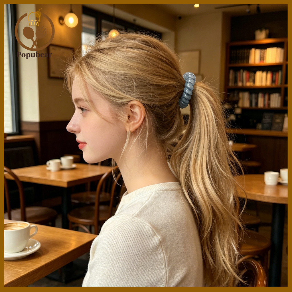Phone Cord Hair Tie Gentle Cutter 1 Pair Women Pearlescent Elastic Ties Flexible Shape Ponytail Holders High Stretch Rop